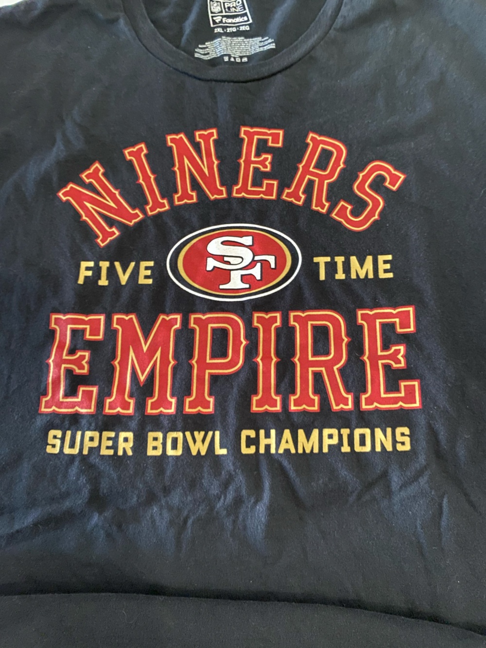 Fanatics Niners Empire Black T-Shirt San Francisco 49ers Five-Time Champions 2XL